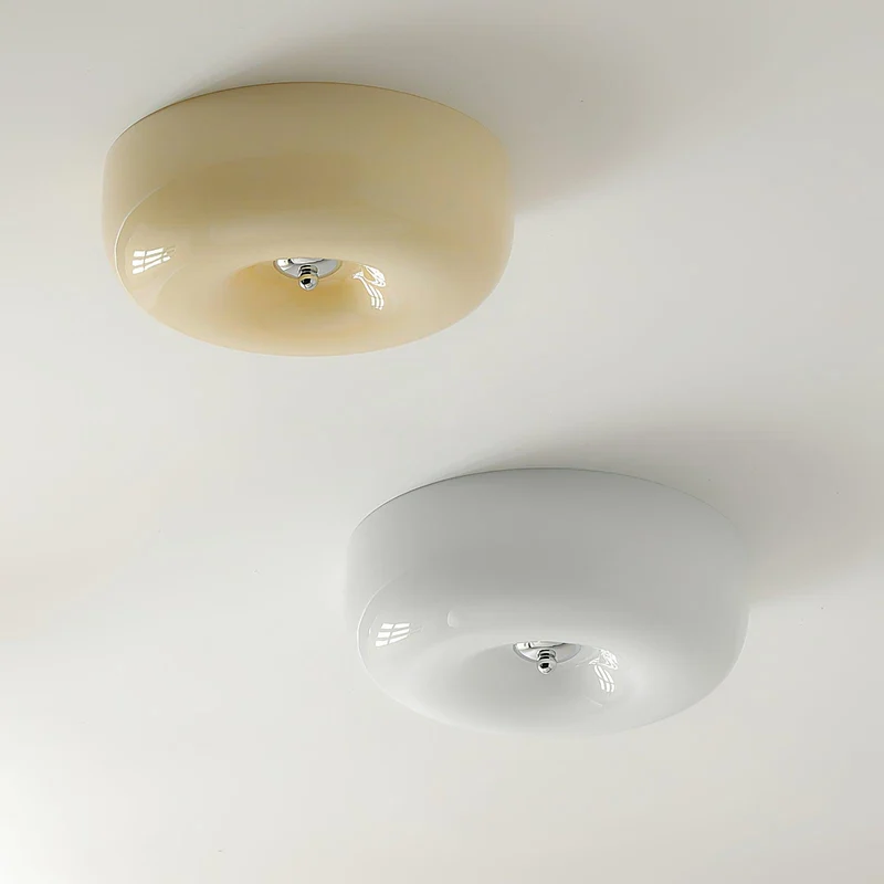 Plafondlamp Glas LED Metaal Wit Woonkamer Slaapkamer Hal Ronde Glazen Plafonnière Moderne Ceiling Light | Sansoti