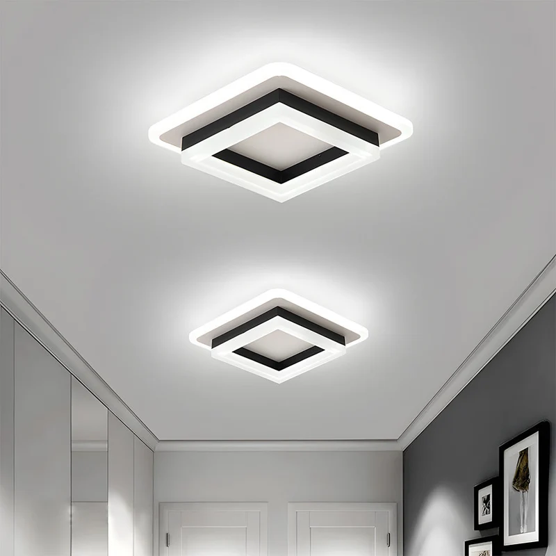 Vierkante LED Plafondlamp 1920 Lumen Zwart Wit Slaapkamer Hal Woonkamer Moderne Plafonnière Geometrisch Design Verlichting Binnen | Sansoti