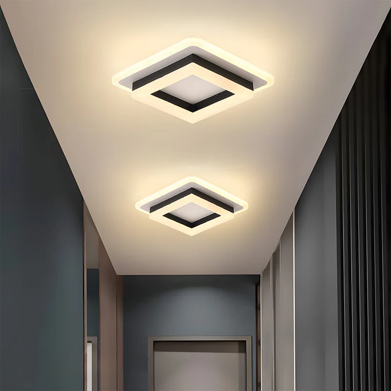 Vierkante LED Plafondlamp 1920 Lumen Zwart Wit Slaapkamer Hal Woonkamer Moderne Plafonnière Geometrisch Design Verlichting Binnen | Sansoti