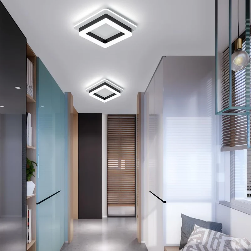 Vierkante LED Plafondlamp 1920 Lumen Zwart Wit Slaapkamer Hal Woonkamer Moderne Plafonnière Geometrisch Design Verlichting Binnen | Sansoti