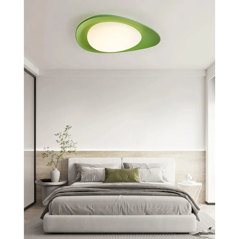 LED Plafondlamp Bladvorm Resin Groen Woonkamer Slaapkamer Eetkamer Organische Plafondlamp Scandinavisch Interieur | Sansoti
