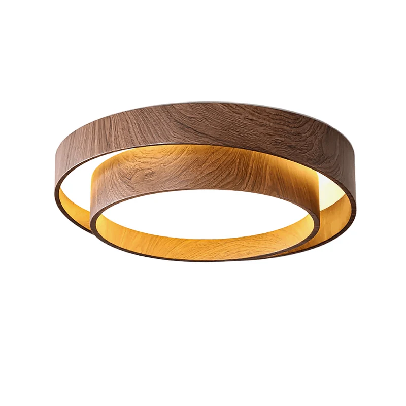 LED plafondlamp houtlook walnoot Japandi woonkamer slaapkamer ronde plafondlamp moderne verlichting houtnerf look | Sansoti