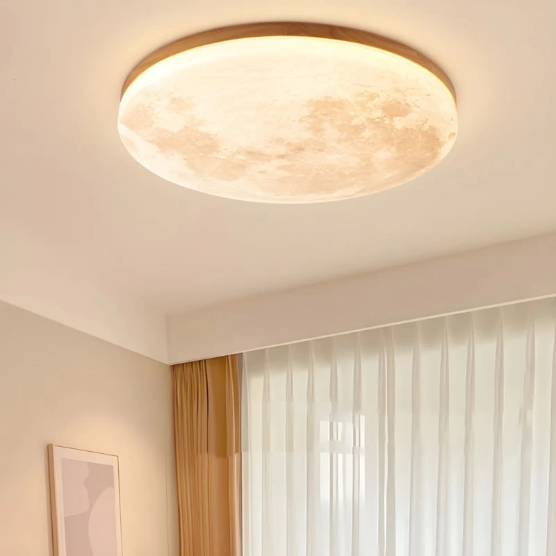 LED Plafondlamp Maanontwerp Hout Acryl Rond 26-48cm Slaapkamer Woonkamer Plafondlamp Maanlamp LED Verlichting Modern Interieur | Sansoti