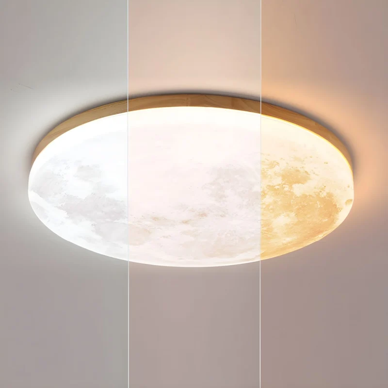 LED Plafondlamp Maanontwerp Hout Acryl Rond 26-48cm Slaapkamer Woonkamer Plafondlamp Maanlamp LED Verlichting Modern Interieur | Sansoti