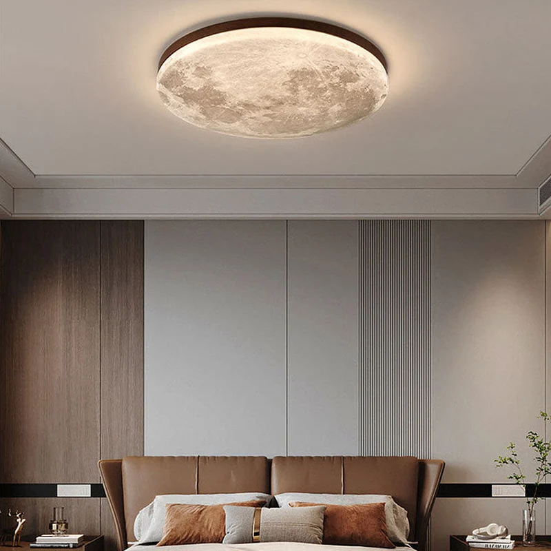 LED Plafondlamp Maanontwerp Hout Acryl Rond 26-48cm Slaapkamer Woonkamer Plafondlamp Maanlamp LED Verlichting Modern Interieur | Sansoti