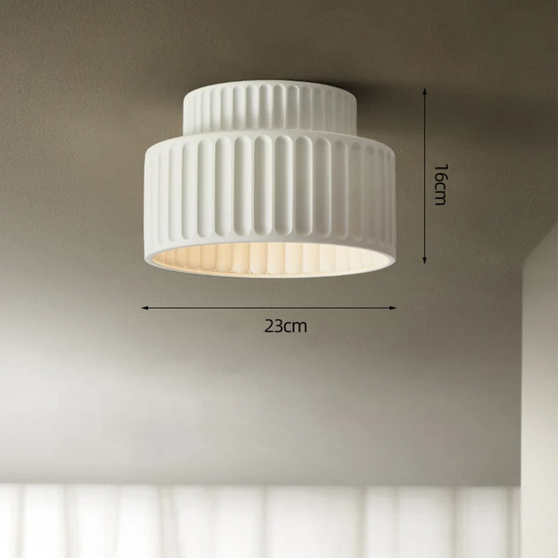 Plafondlamp Geribbeld Resin E27 Wit Compact Modern Interieur Woonkamer Keuken Slaapkamer Retro Design Plafonnière | Sansoti