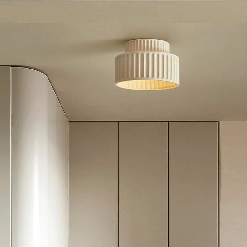 Plafondlamp Geribbeld Resin E27 Wit Compact Modern Interieur Woonkamer Keuken Slaapkamer Retro Design Plafonnière | Sansoti