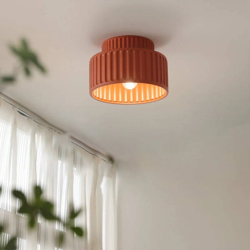 Plafondlamp Geribbeld Resin E27 Wit Compact Modern Interieur Woonkamer Keuken Slaapkamer Retro Design Plafonnière | Sansoti