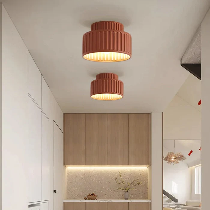 Plafondlamp Geribbeld Resin E27 Wit Compact Modern Interieur Woonkamer Keuken Slaapkamer Retro Design Plafonnière | Sansoti