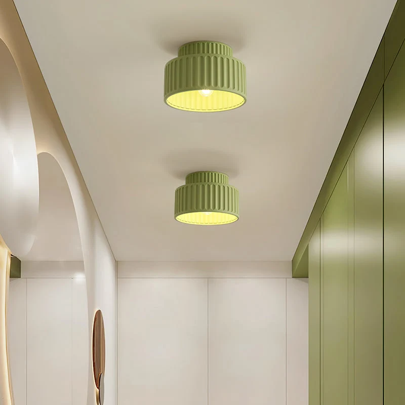 Plafondlamp Geribbeld Resin E27 Wit Compact Modern Interieur Woonkamer Keuken Slaapkamer Retro Design Plafonnière | Sansoti