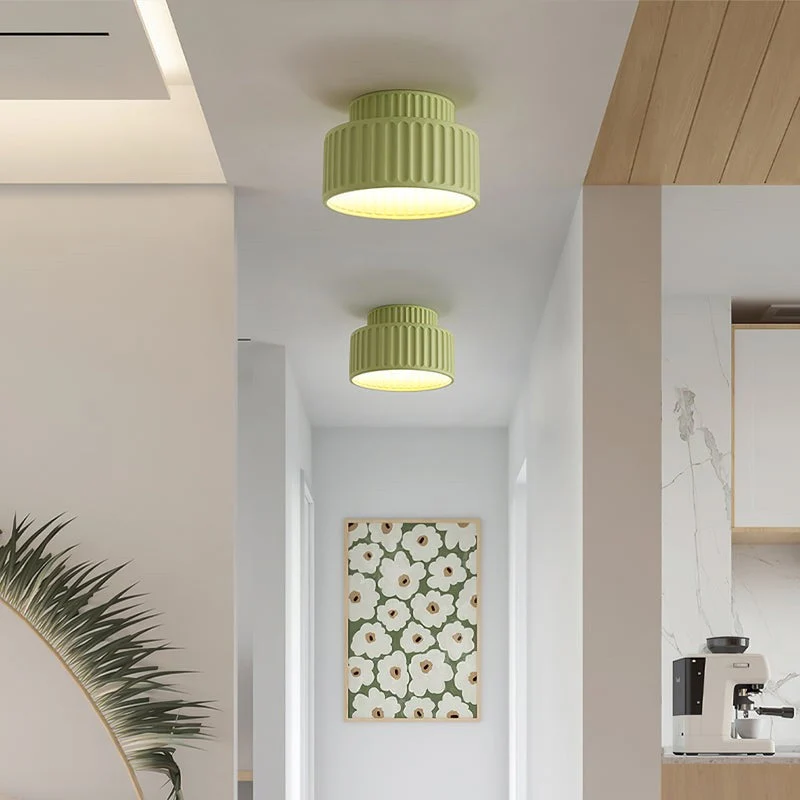Plafondlamp Geribbeld Resin E27 Wit Compact Modern Interieur Woonkamer Keuken Slaapkamer Retro Design Plafonnière | Sansoti