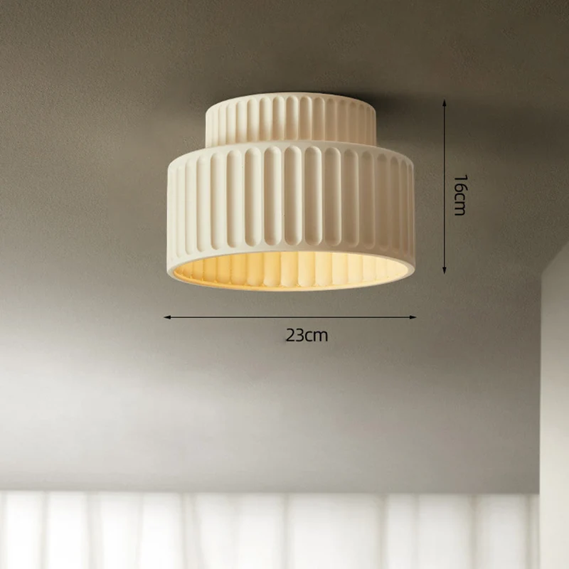 Plafondlamp Geribbeld Resin E27 Wit Compact Modern Interieur Woonkamer Keuken Slaapkamer Retro Design Plafonnière | Sansoti