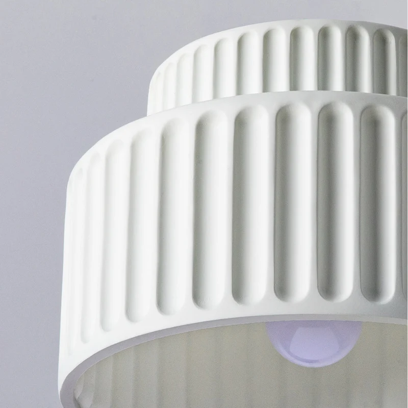 Plafondlamp Geribbeld Resin E27 Wit Compact Modern Interieur Woonkamer Keuken Slaapkamer Retro Design Plafonnière | Sansoti