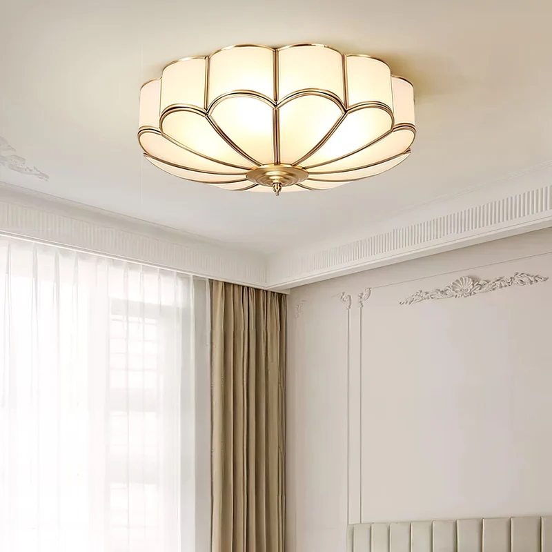 Plafondlamp Glas Messing Goud Rond Klassiek Woonkamer Hal Eetkamer Vintage Design Verlichting Diffuus Licht | Sansoti