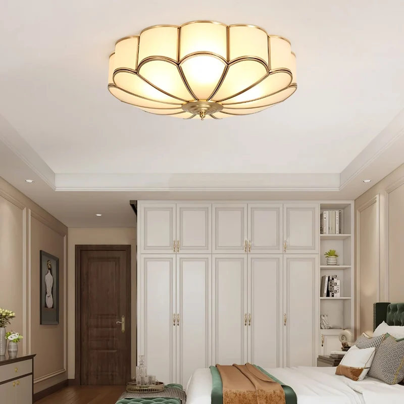 Plafondlamp Glas Messing Goud Rond Klassiek Woonkamer Hal Eetkamer Vintage Design Verlichting Diffuus Licht | Sansoti