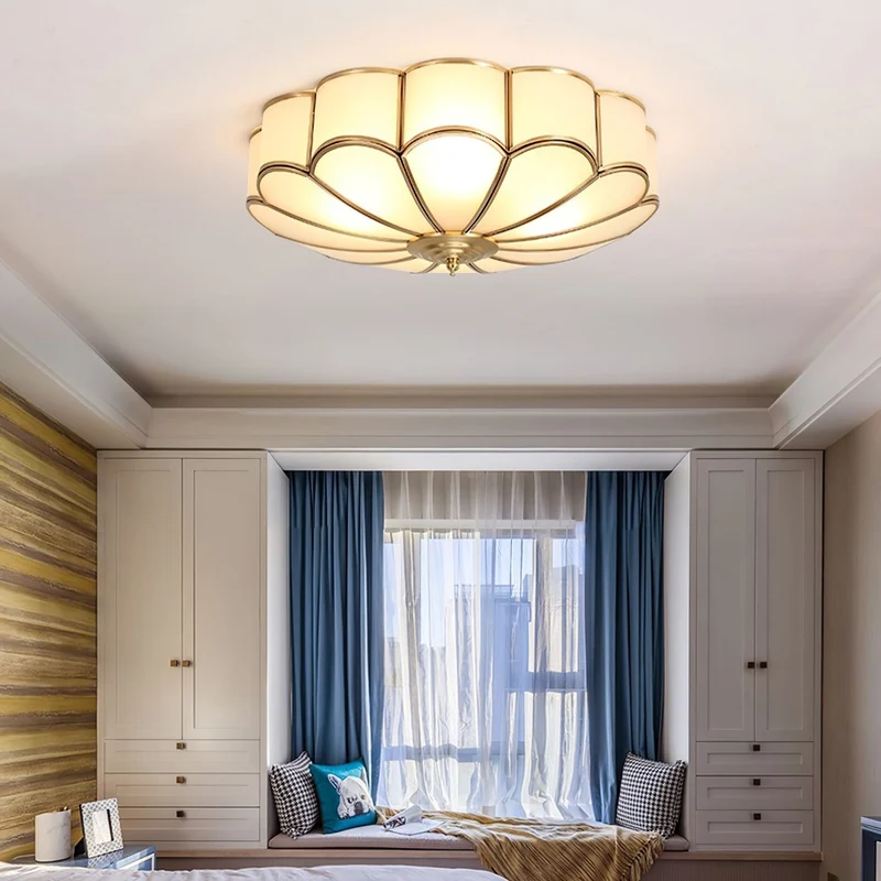 Plafondlamp Glas Messing Goud Rond Klassiek Woonkamer Hal Eetkamer Vintage Design Verlichting Diffuus Licht | Sansoti