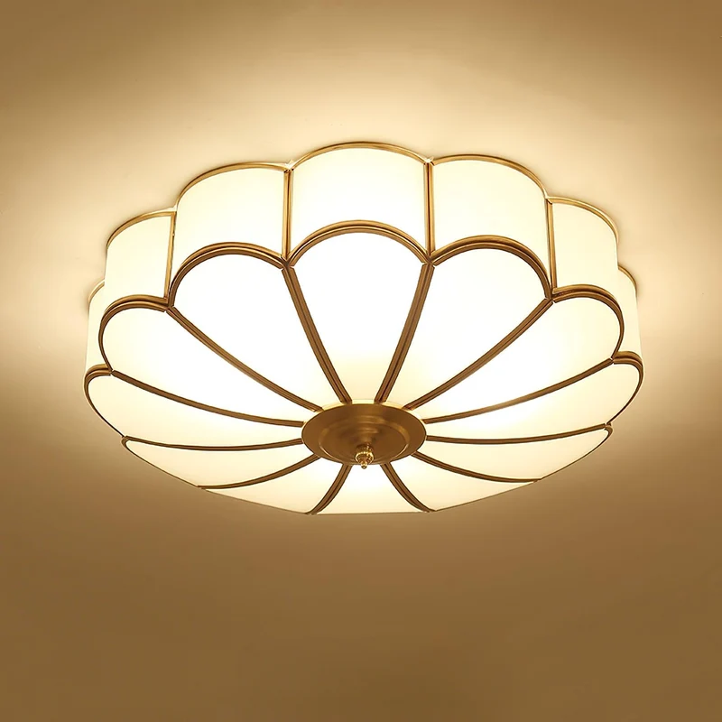 Plafondlamp Glas Messing Goud Rond Klassiek Woonkamer Hal Eetkamer Vintage Design Verlichting Diffuus Licht | Sansoti