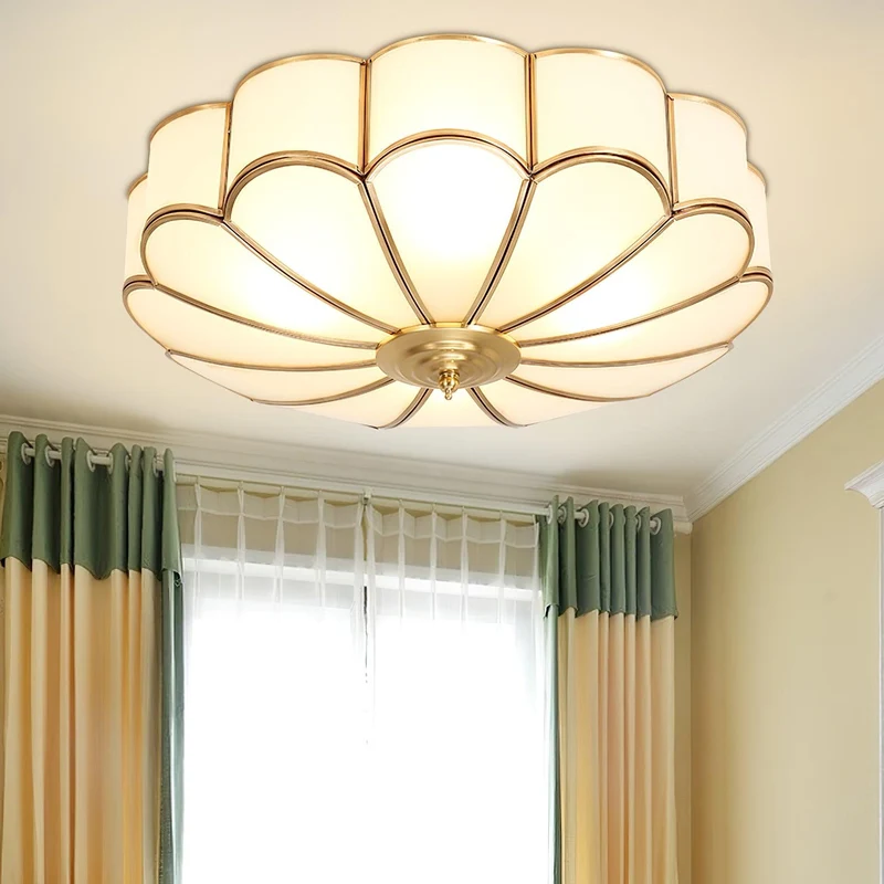 Plafondlamp Glas Messing Goud Rond Klassiek Woonkamer Hal Eetkamer Vintage Design Verlichting Diffuus Licht | Sansoti