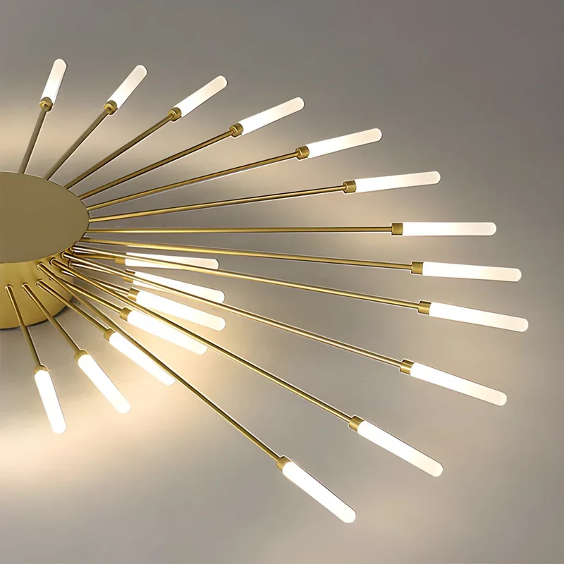 LED Plafondlamp Metaal 20-42 Lichtpunten Zwart Goud Woonkamer Eetkamer Stervorm Design Dimbaar Moderne Verlichting Grote Ruimtes | Sansoti
