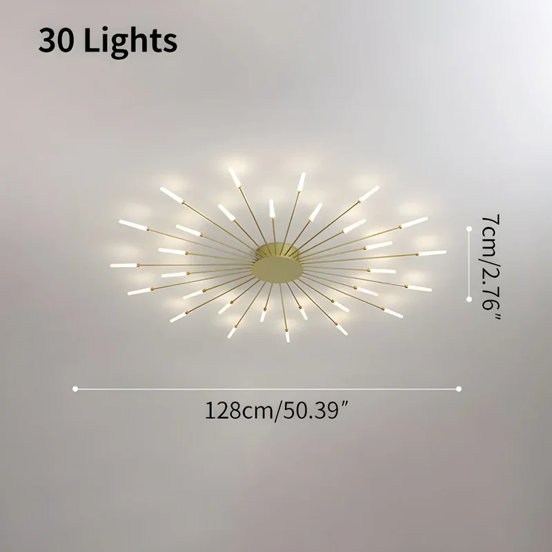 LED Plafondlamp Metaal 20-42 Lichtpunten Zwart Goud Woonkamer Eetkamer Stervorm Design Dimbaar Moderne Verlichting Grote Ruimtes | Sansoti