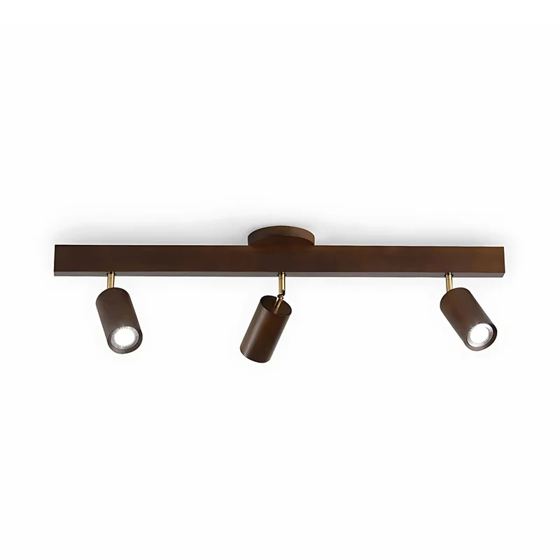 Houten Track Plafondlamp LED Houtlook Goud Verstelbare Spots Woonkamer Keuken Hal Scandinavisch Modern | Sansoti