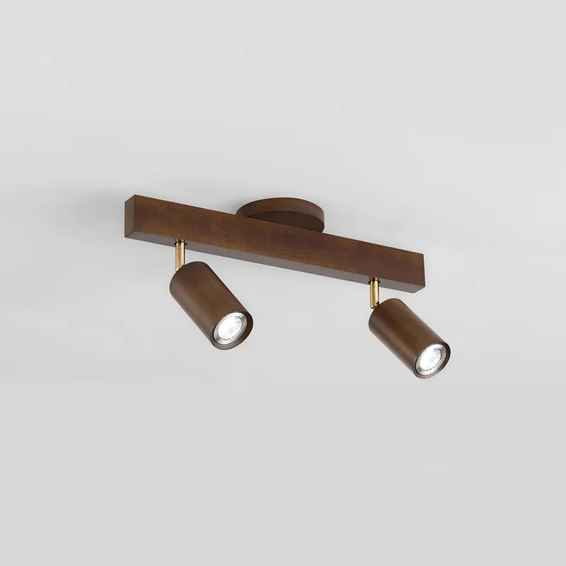 Houten Track Plafondlamp LED Houtlook Goud Verstelbare Spots Woonkamer Keuken Hal Scandinavisch Modern | Sansoti