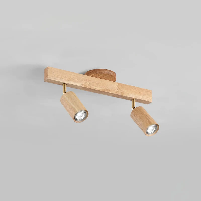 Houten Track Plafondlamp LED Houtlook Goud Verstelbare Spots Woonkamer Keuken Hal Scandinavisch Modern | Sansoti