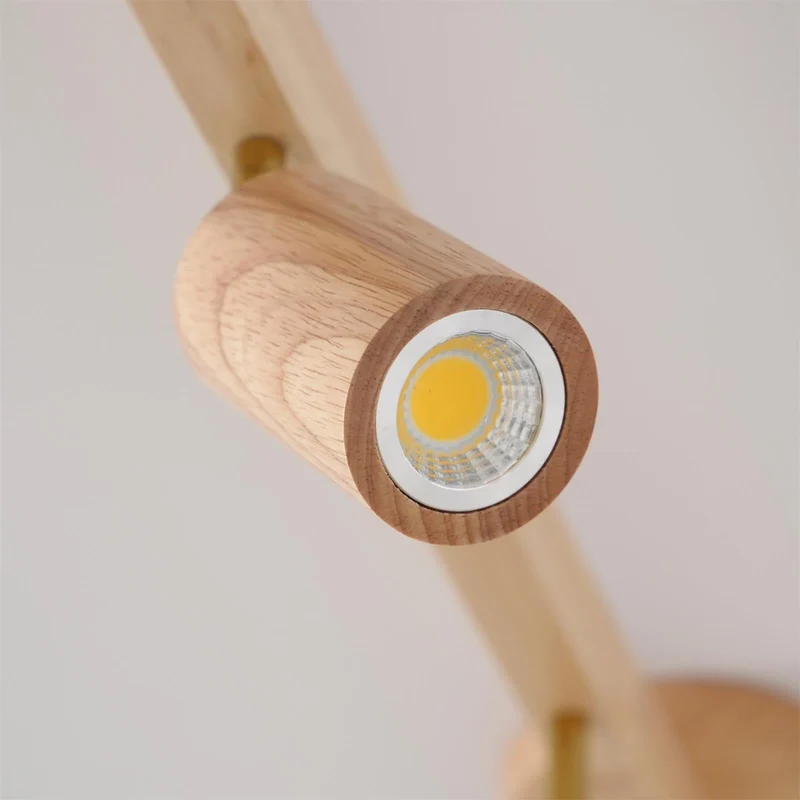 Houten Track Plafondlamp LED Houtlook Goud Verstelbare Spots Woonkamer Keuken Hal Scandinavisch Modern | Sansoti