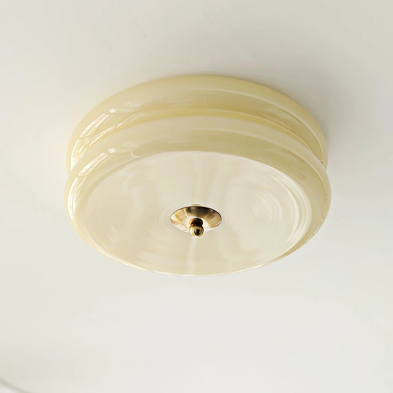 LED plafondlamp glas metaal crème 13 cm slaapkamer woonkamer art deco plafondverlichting rond warm licht neutraal licht wit licht | Sansoti