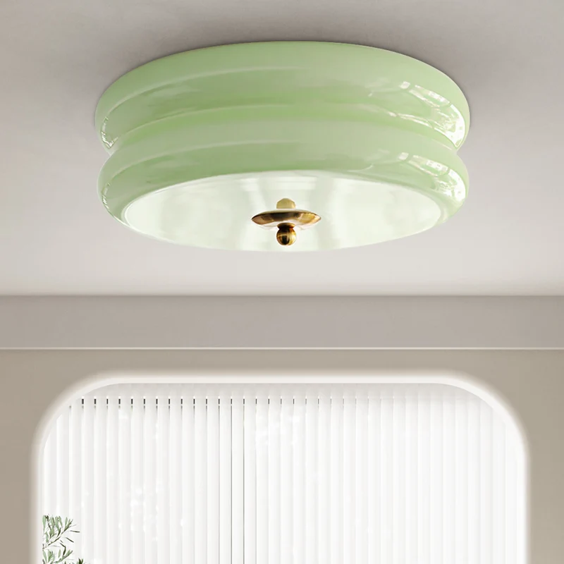 LED plafondlamp glas metaal crème 13 cm slaapkamer woonkamer art deco plafondverlichting rond warm licht neutraal licht wit licht | Sansoti