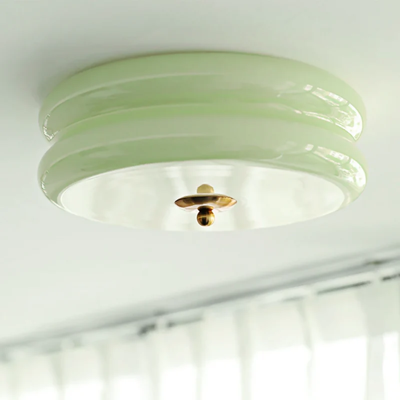 LED plafondlamp glas metaal crème 13 cm slaapkamer woonkamer art deco plafondverlichting rond warm licht neutraal licht wit licht | Sansoti