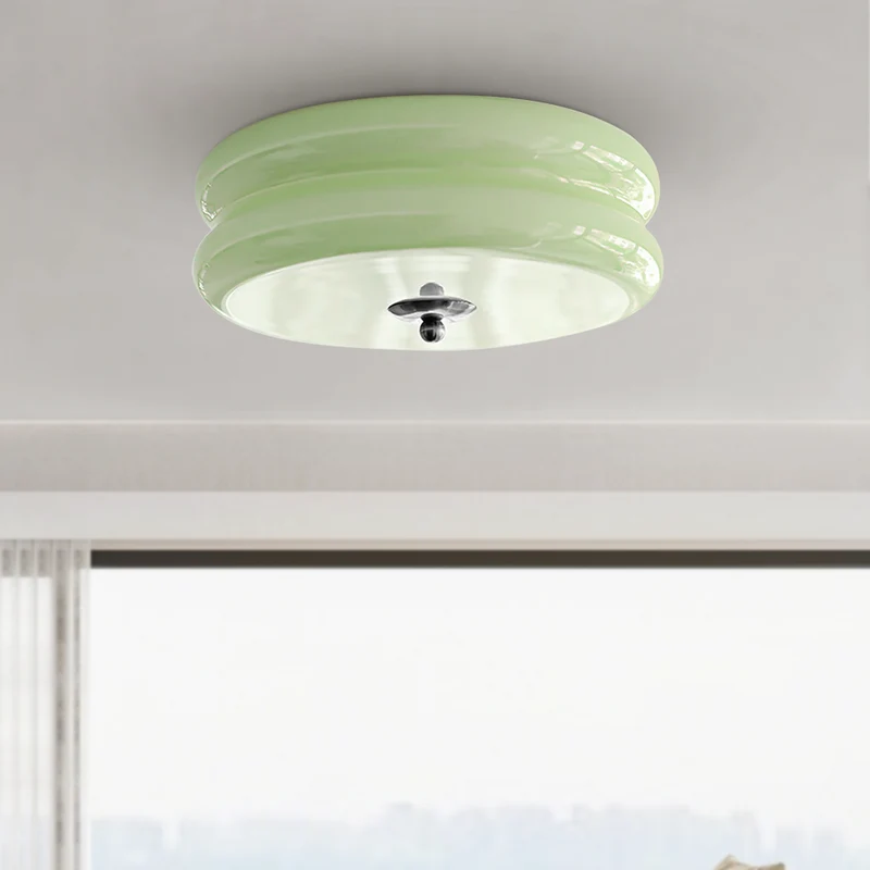 LED plafondlamp glas metaal crème 13 cm slaapkamer woonkamer art deco plafondverlichting rond warm licht neutraal licht wit licht | Sansoti
