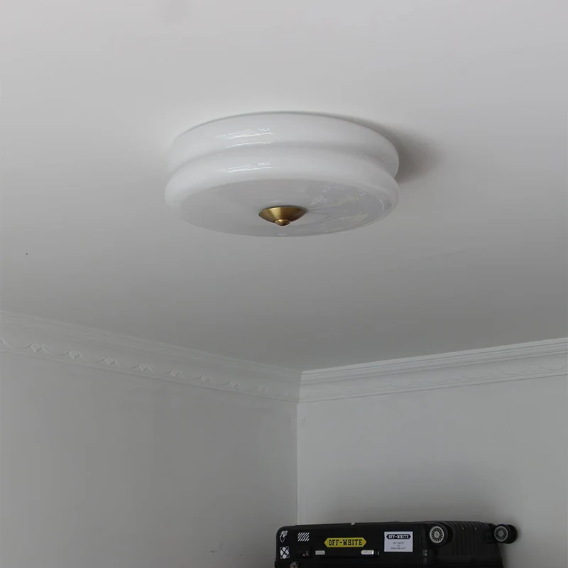 LED plafondlamp glas metaal crème 13 cm slaapkamer woonkamer art deco plafondverlichting rond warm licht neutraal licht wit licht | Sansoti