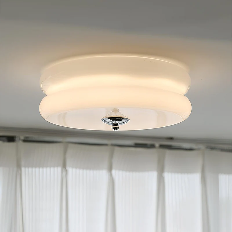 LED plafondlamp glas metaal crème 13 cm slaapkamer woonkamer art deco plafondverlichting rond warm licht neutraal licht wit licht | Sansoti