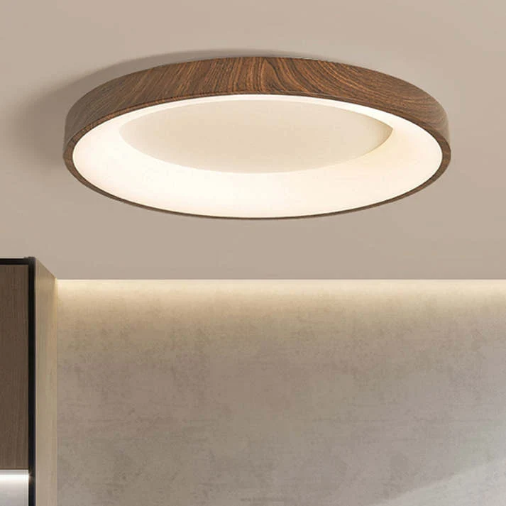 LED Plafondlamp Houtlook IJzer Acryl Rond Woonkamer Slaapkamer Hal Moderne Plafondlamp Scandinavisch Design Warm Licht | Sansoti
