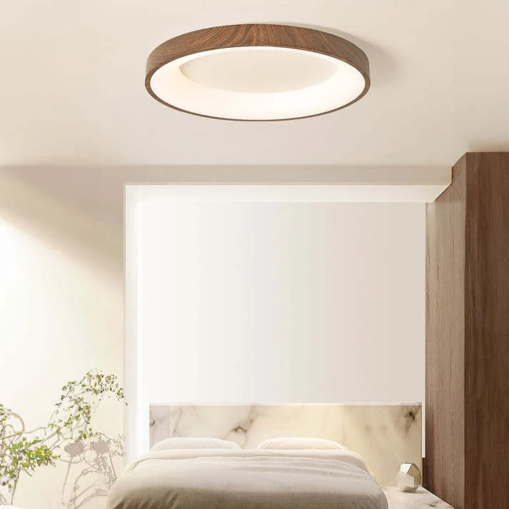 LED Plafondlamp Houtlook IJzer Acryl Rond Woonkamer Slaapkamer Hal Moderne Plafondlamp Scandinavisch Design Warm Licht | Sansoti