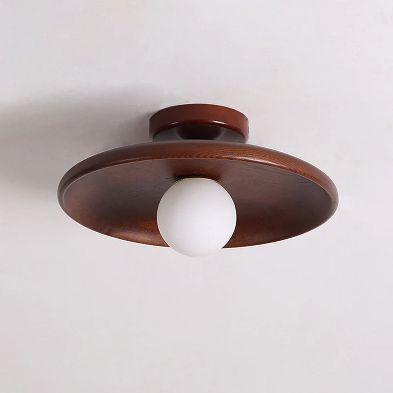 LED Plafondlamp Hout 15cm G4 Warm Licht Woonkamer Slaapkamer Gang Houten Plafondlamp Compact Rond Design | Sansoti