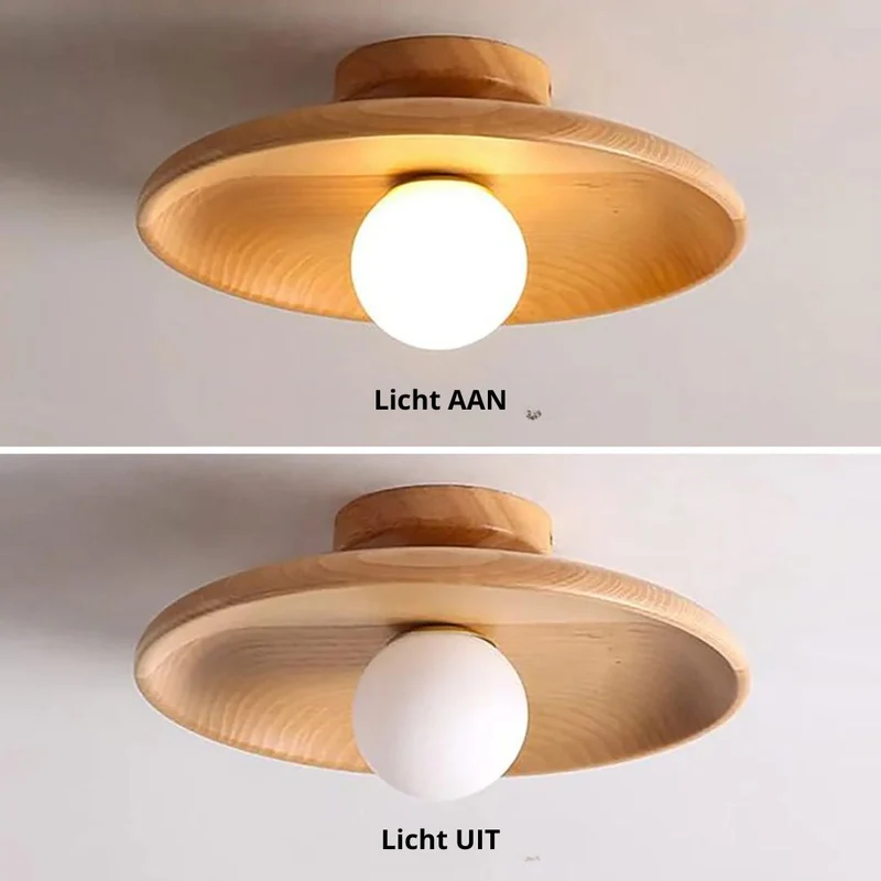 LED Plafondlamp Hout 15cm G4 Warm Licht Woonkamer Slaapkamer Gang Houten Plafondlamp Compact Rond Design | Sansoti