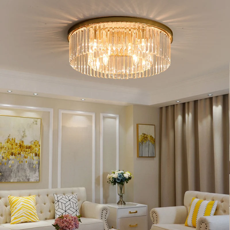 Plafondlamp kristal 40 cm goud 4x E14 woonkamer hal slaapkamer luxe plafondverlichting moderne kristallen lamp | Sansoti