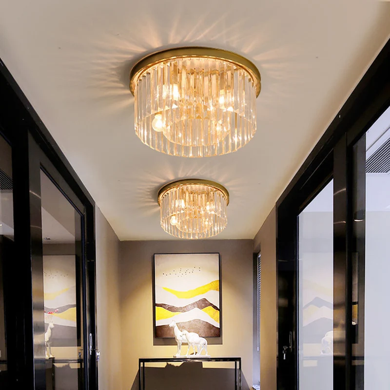 Plafondlamp kristal 40 cm goud 4x E14 woonkamer hal slaapkamer luxe plafondverlichting moderne kristallen lamp | Sansoti