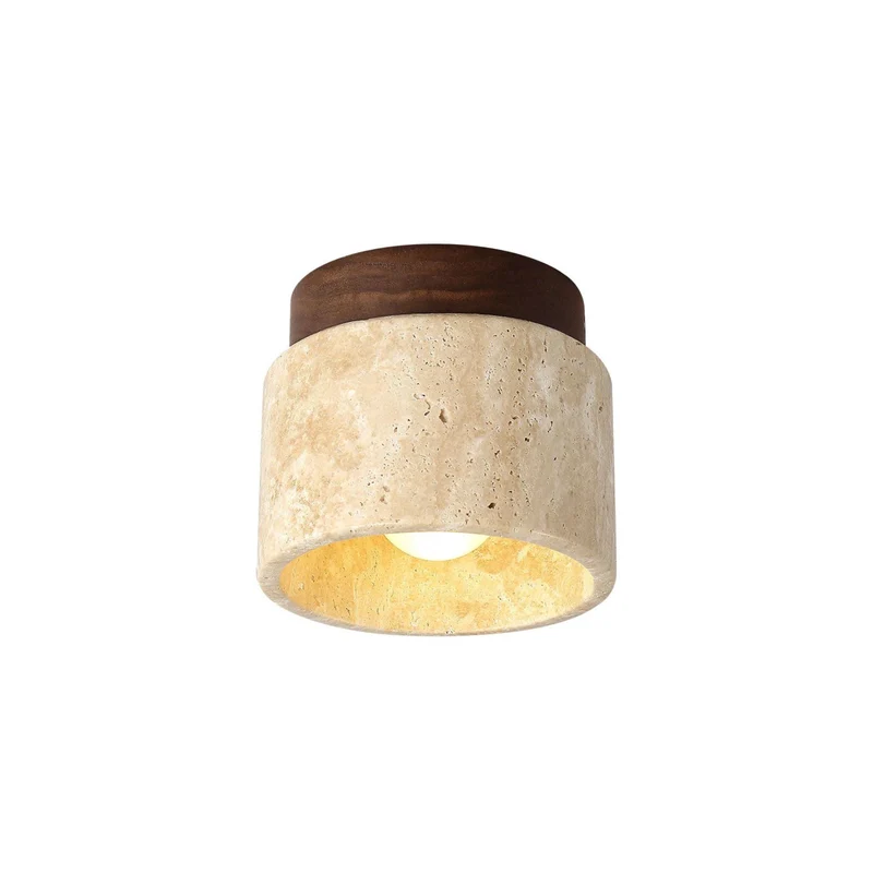 Cilestic Plafondlamp Travertin Hout E27/E26 Beige Hal Slaapkamer Woonkamer Scandinavisch Modern Design Natuurlijke Plafondverlichting | Sansoti