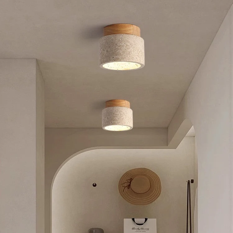 Cilestic Plafondlamp Travertin Hout E27/E26 Beige Hal Slaapkamer Woonkamer Scandinavisch Modern Design Natuurlijke Plafondverlichting | Sansoti