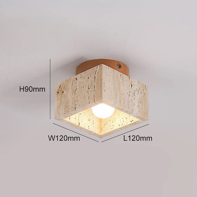 Cilestic Plafondlamp Travertin Hout E27/E26 Beige Hal Slaapkamer Woonkamer Scandinavisch Modern Design Natuurlijke Plafondverlichting | Sansoti