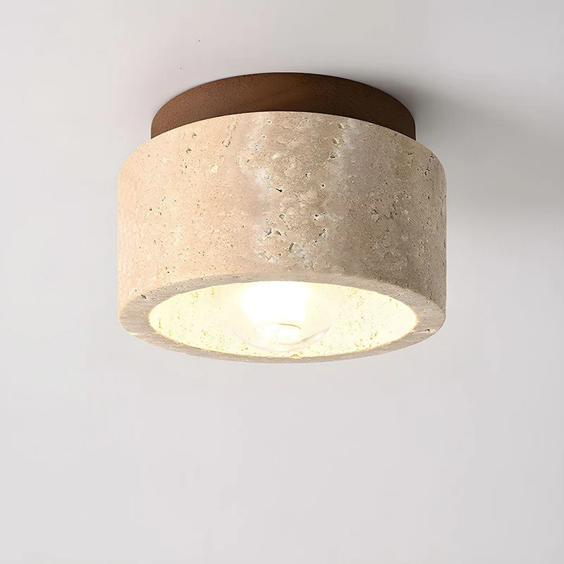 Cilestic Plafondlamp Travertin Hout E27/E26 Beige Hal Slaapkamer Woonkamer Scandinavisch Modern Design Natuurlijke Plafondverlichting | Sansoti