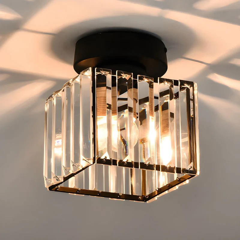 Kilon plafondlamp kristal kubus messing plafond hal woonkamer slaapkamer moderne verlichting compact | Sansoti