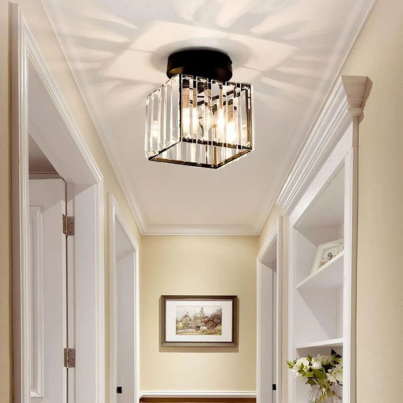 Kilon plafondlamp kristal kubus messing plafond hal woonkamer slaapkamer moderne verlichting compact | Sansoti