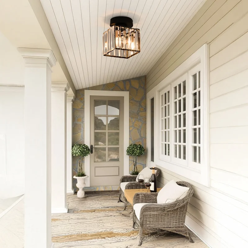 Kilon plafondlamp kristal kubus messing plafond hal woonkamer slaapkamer moderne verlichting compact | Sansoti