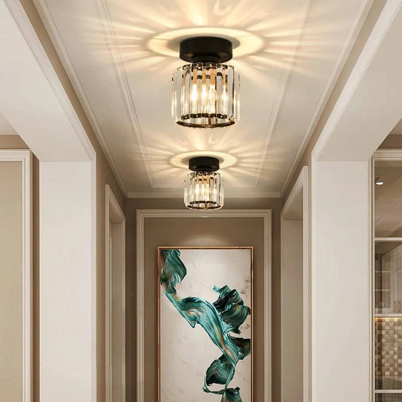 Kilon plafondlamp kristal kubus messing plafond hal woonkamer slaapkamer moderne verlichting compact | Sansoti