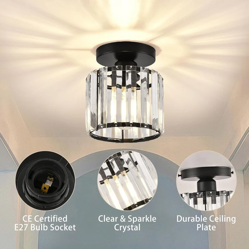 Kilon plafondlamp kristal kubus messing plafond hal woonkamer slaapkamer moderne verlichting compact | Sansoti
