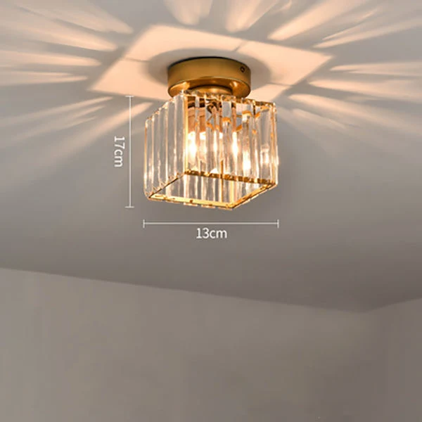 Kilon plafondlamp kristal kubus messing plafond hal woonkamer slaapkamer moderne verlichting compact | Sansoti